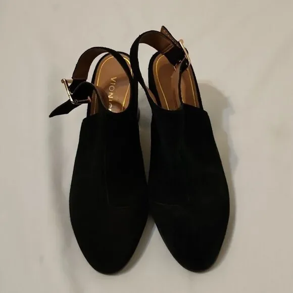 Vionic Lacey Tortoise Black Suede Slingback Heels 8.5 - Picture 2 of 9